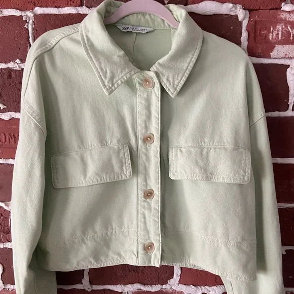 Zara Green Cropped Light Jacket - Picture 3 of 4